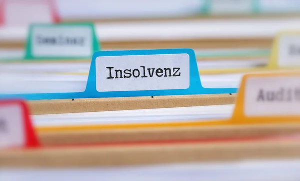 File Folders Tab Labeled Insolvency German Insolvenz — Stock Photo, Image
