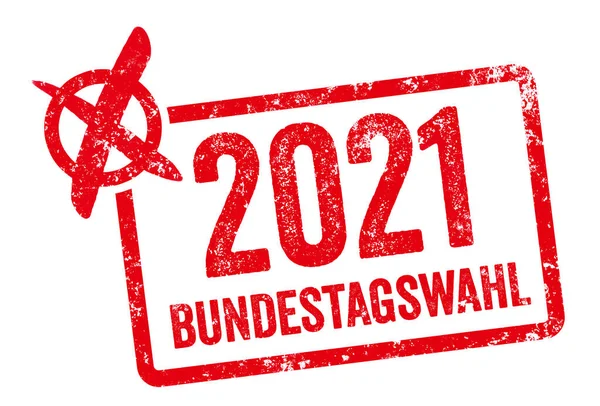 Červená Známka Parlamentní Volby 2021 Němčině Bundestagswahl 2021 — Stock fotografie