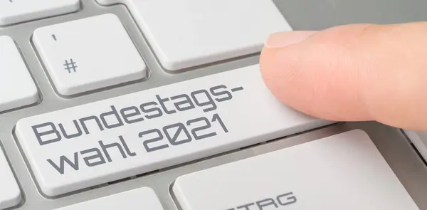 Una Tastiera Con Pulsante Etichettato Elezioni Parlamentari 2021 Tedesco Bundestagswahl — Foto Stock