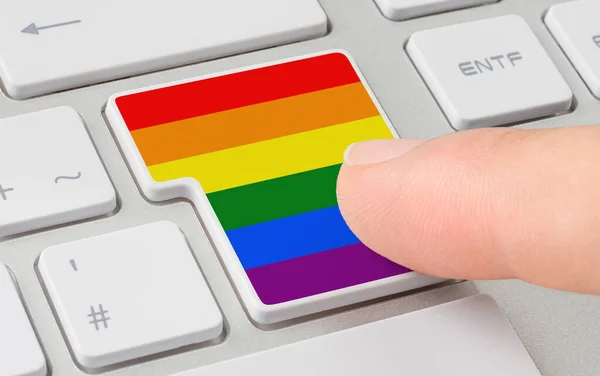 Clavier Avec Bouton Marqué Rainbow Flag — Photo