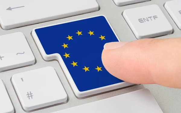 Billentyűzet Címkézett Gombbal Európai Unió Zászlója — Stock Fotó