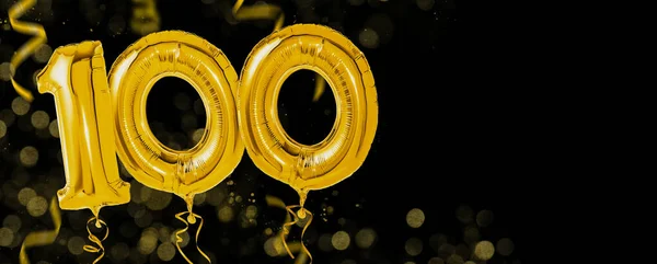 Gyllene Ballonger Med Kopieringsutrymme Nummer 100 — Stockfoto
