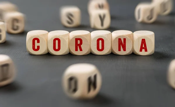 Písmenné Kostky Slovem Corona — Stock fotografie