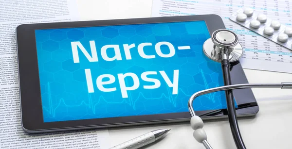 在平板电脑上显示的单词Narcolepsy — 图库照片