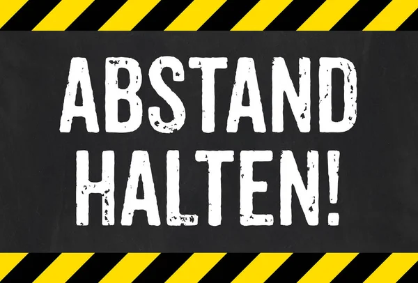 Εγγραφείτε Προσοχή Ρίγες Κρατήστε Απόσταση Στα Γερμανικά Abstand Halten — Φωτογραφία Αρχείου