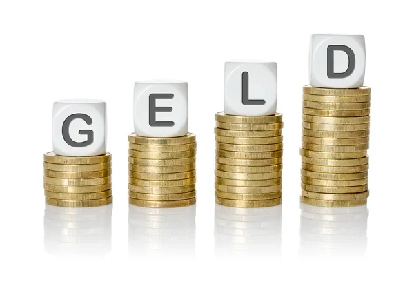 Coin Stacks Letter Dice Money Geld German — Stock Photo, Image