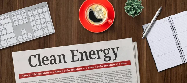 Periódico Escritorio Energía Limpia — Foto de Stock