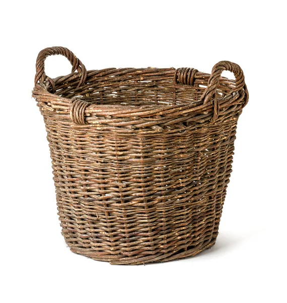Empty wicker basket on a white background — Stock Photo, Image