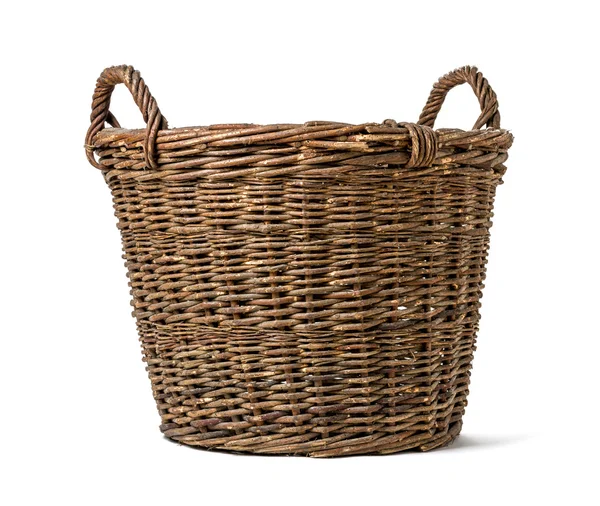 Empty wicker basket on a white background — Stock Photo, Image