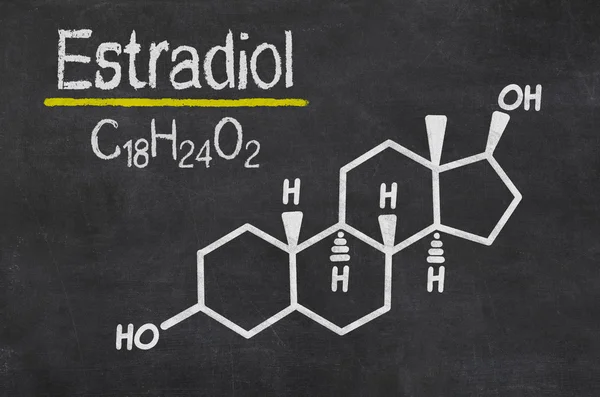 Tafel mit der chemischen Formel von Östradiol — Stockfoto