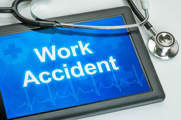 Tablet con il testo Incidente sul lavoro sul display — Foto Stock