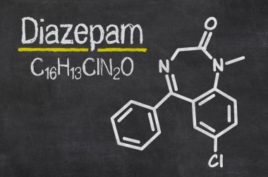 Blackboard with the chemical formula of Diazepam clipart