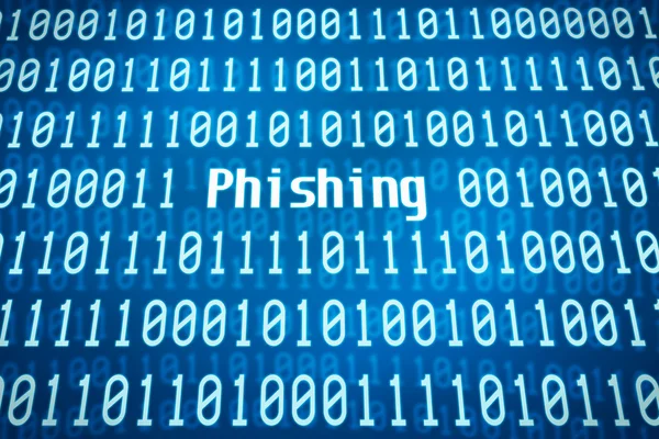 Binaire code met het woord Phishing in het midden — Stockfoto