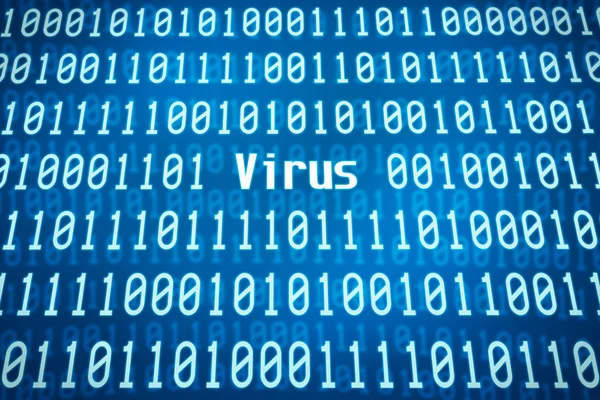 Binární kód se slovem Virus v centru — Stock fotografie
