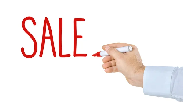 Hand with pen writing the word Sale — Stock Photo, Image