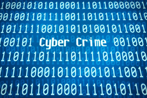 Binaire code met het woord Cyber Crime in het midden — Stockfoto