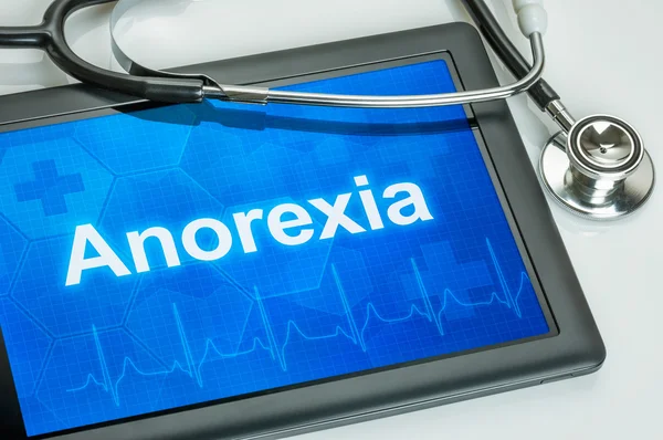 Comprimido com o texto Anorexia no visor — Fotografia de Stock