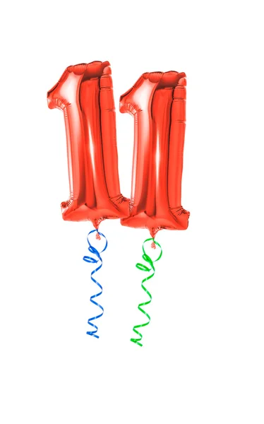 Röda ballonger med band — Stockfoto