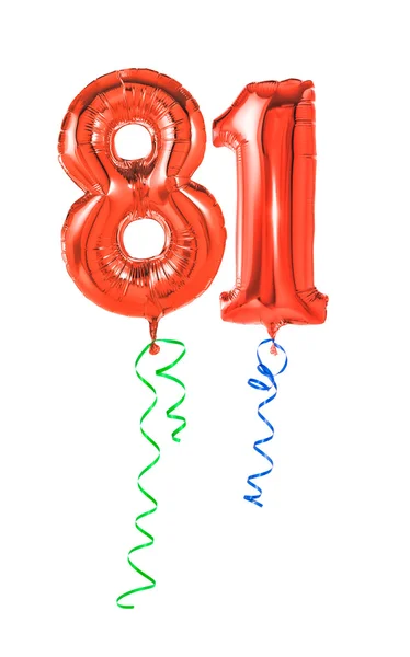 Red balloons with ribbon — Stock Photo, Image