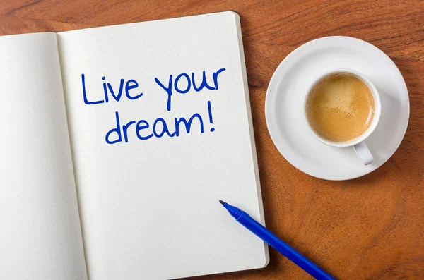 Notebook on a desk - Live your dream — Stock Photo, Image