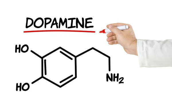 Formula chimica della dopamina su fondo bianco — Foto Stock