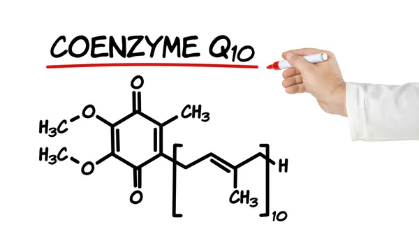 Chemical formula of coenzyme q10 on a white background — Stock Photo, Image