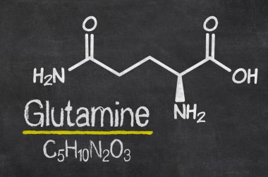 Blackboard with the chemical formula of Glutamine clipart