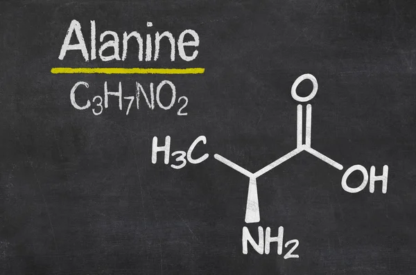 Tableau noir avec la formule chimique d'Alanine — Photo