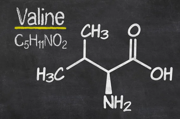 Tableau noir avec la formule chimique de Valine — Photo