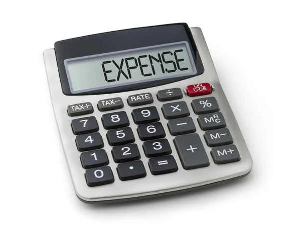 Калькулятор зі словом витрати на дисплей — стокове фото