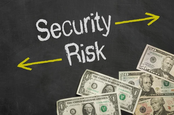 Text på tavlan med pengar - säkerhet och Risk — Stockfoto
