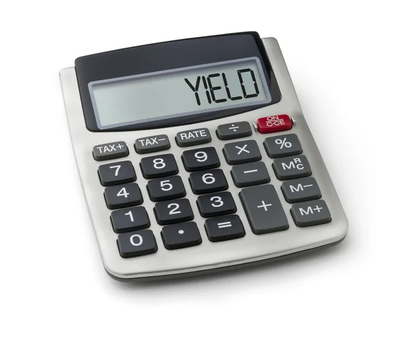Calculator with the word yield on the display — Stock Photo, Image