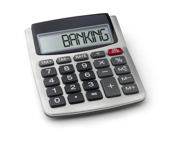Calculadora con la palabra banca en la pantalla —  Fotos de Stock