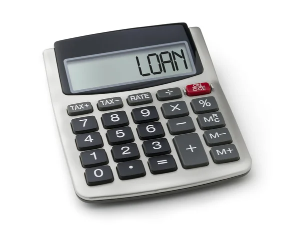 Calculator with the word loan on the display — Stock Photo, Image