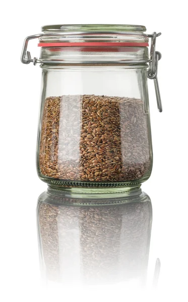 Flax seeds in a jar — Stock Photo, Image