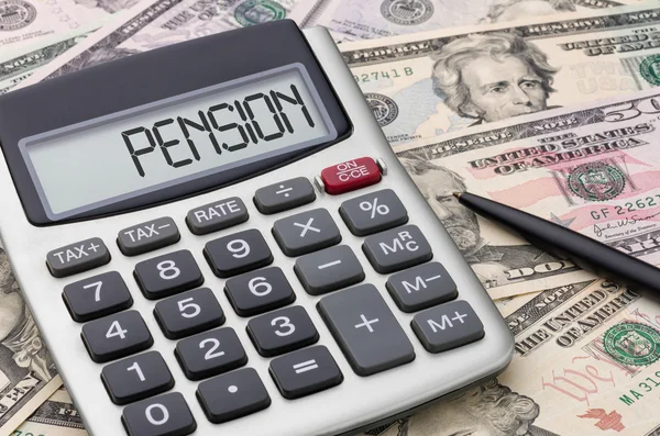 Calculator with money - Pension — Stock Photo, Image