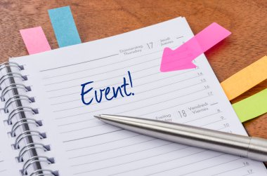 Daily planner with the entry Event clipart