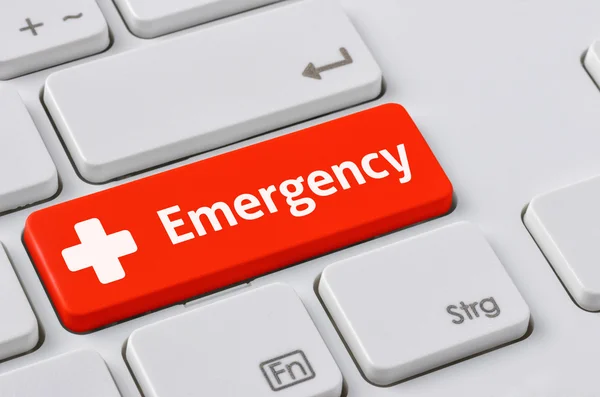 A keyboard with a red button - Emergency — Stock Photo, Image