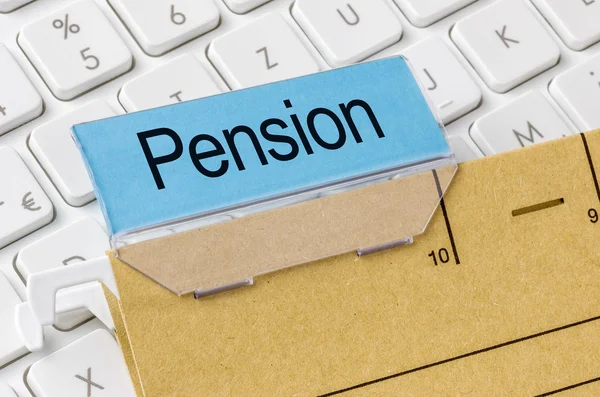 A brown file folder labeled with Pension — Stock Photo, Image