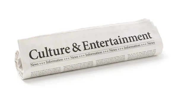 Rolled newspaper with the headline Culture and Entertainment — Stock Photo, Image