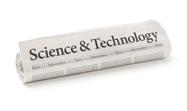 Rolled newspaper with the headline Science and Technology — Stock Photo, Image