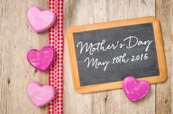 Blackboard with hearts -  Mothers Day May 10th 2015 — Stock Photo, Image