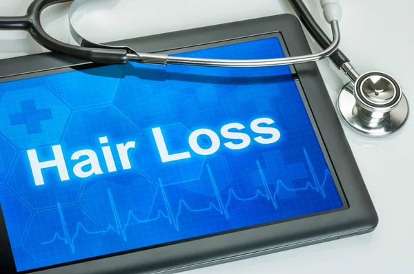 Tablet with the diagnosis Hair loss on the display — Stock Photo, Image