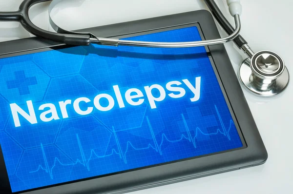 Tablet dengan diagnosis Narcolepsy pada tampilan — Stok Foto