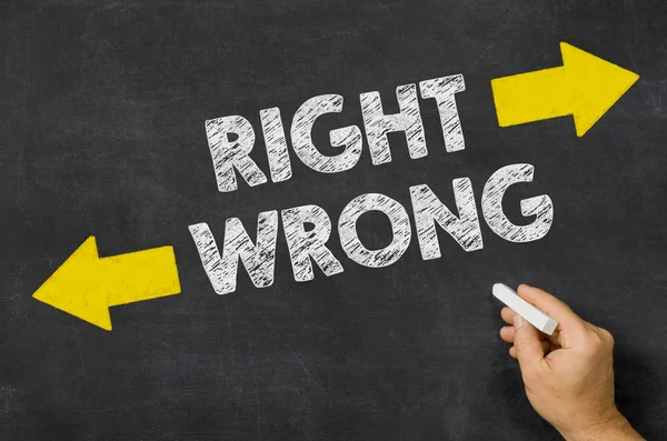 Right or Wrong written on a blackboard — Stock Photo, Image