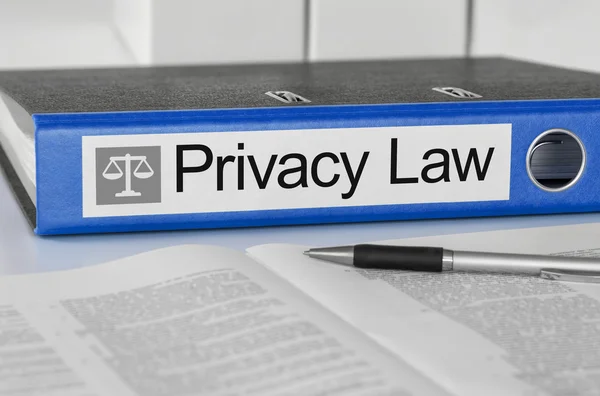 Blue folder with the label Privacy Law — Stock Photo, Image