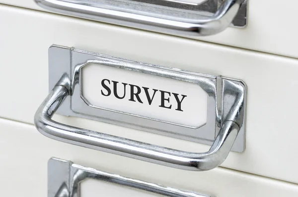 A drawer cabinet with the label Survey — Stock Photo, Image