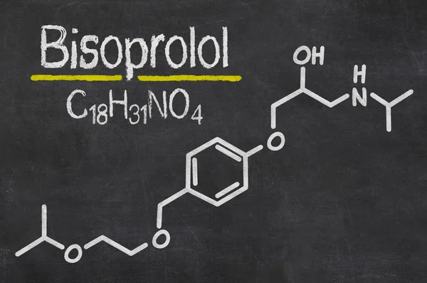 Pizarra con la fórmula química de Bisoprolol — Foto de Stock