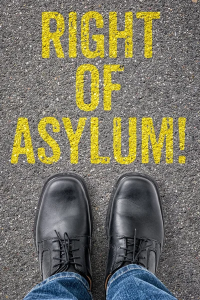 Text on the floor - Right of Asylum — ストック写真