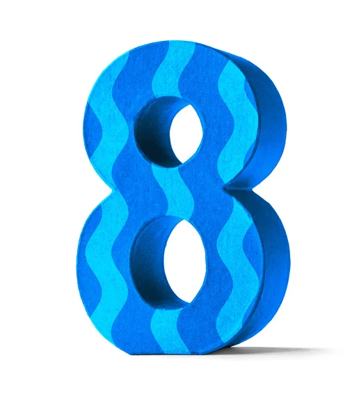 Renkli kağıt Mache numarası beyaz bir arka planda - sayı 8 — Stok fotoğraf